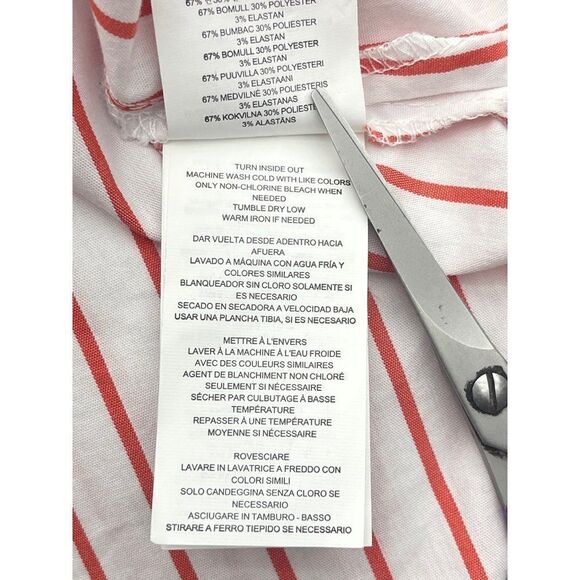 MICHAEL Michael Kors Red & White Long Sleeve Striped Blouse Size M - Picture 9 of 10